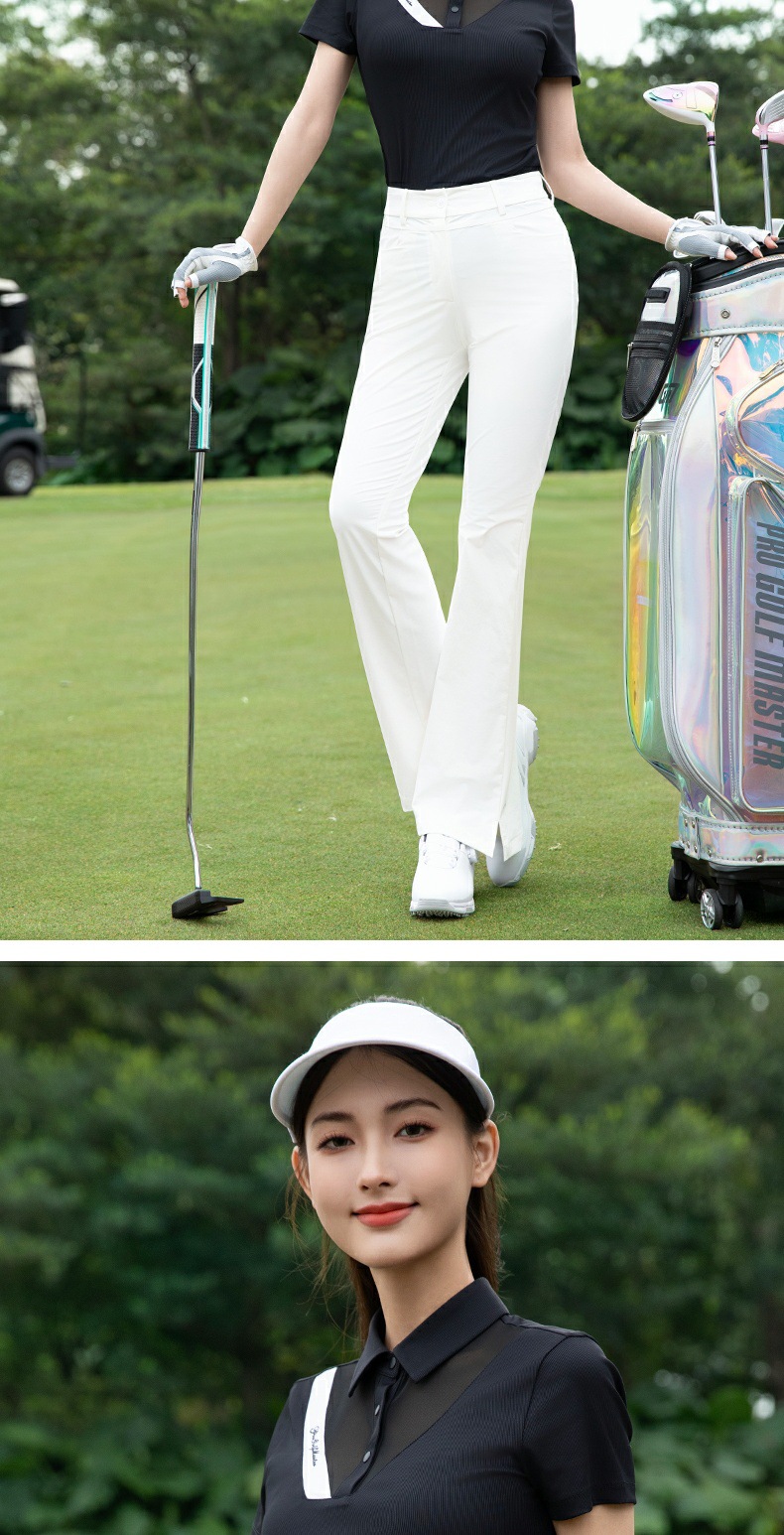 Áo polo golf nữ ngắn tay cổ lưới thoáng khí vải co giãn cao — YF779-White POLO [đường viền cổ lưới thoáng khí/vải co giãn cao/vòng eo thon gọn], YF779-Black POLO [đường viền cổ lưới thoáng khí/vải co giãn cao/giảm eo] chi tiết 4
