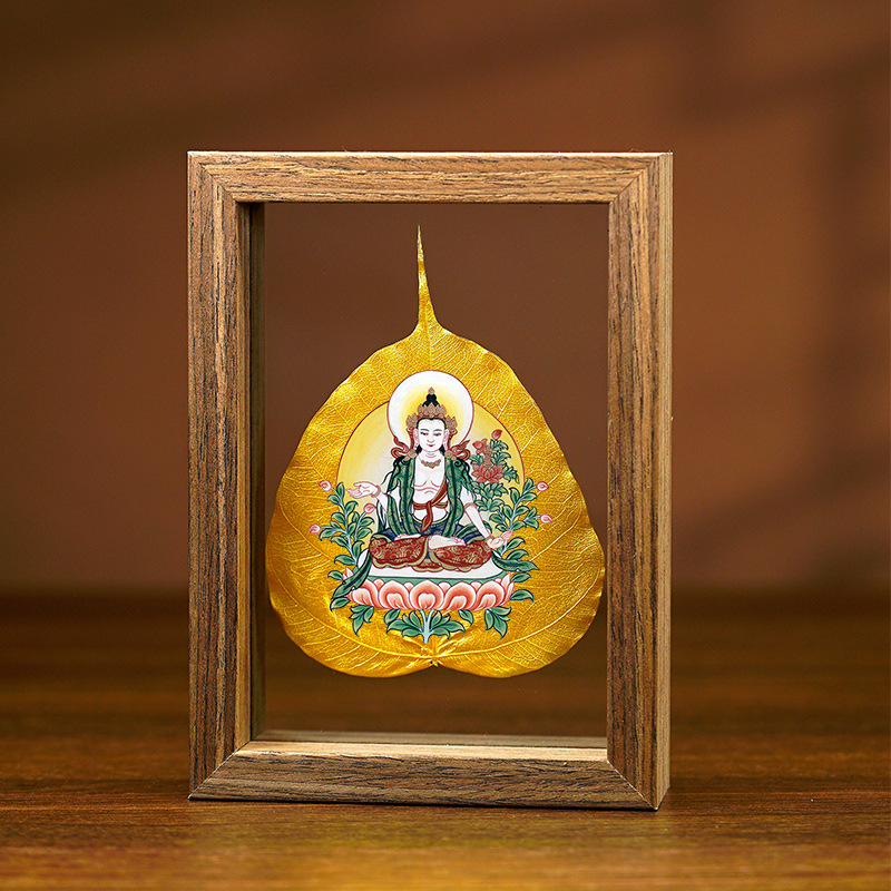 La Tabla pintada madera de la decoración de la hoja de Bodhi Zodiaco Dios amarillo del espécimen de la hoja de la riqueza puede ser cuadro fijo alta tabla transparente de la decoración de cristal