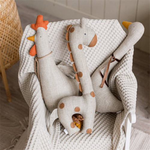 INS Korean style creative cartoon goose, rooster, giraffe doll, baby sleeping soothing doll for children's room