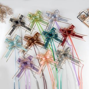 Cross-border wedding snow yarn confession bow hand-pulled flower 50 gift flower packaging ILOVEMORE pull flower ribbon