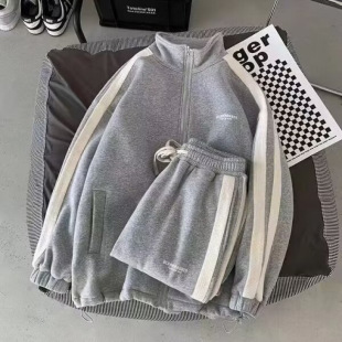 2025 Export Cross-Border Supply Casual Sports Suit for Students, Teenagers and Men, Spring and Autum Hong Kong Style Two-Piece Trendy Suit