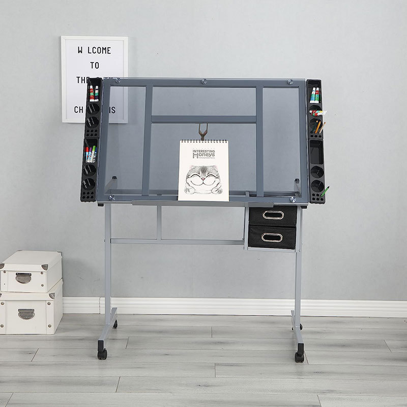 Glass Drawing Table for Art, Calligraphy, Painting, Drafting, Artist's Desk, Workbench, Table