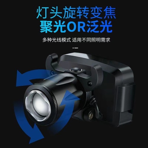 Cross-border USB charging strong light LED waterproof running sensing headlamp running headlamp USB sensing charging headlamp.