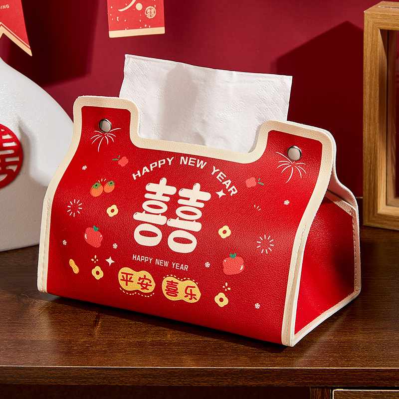 Caja de pañuelos de marea nacional de año nuevo, rica, caja de papel festiva china, casa de coche, sala de estar, dormitorio, nueva casa, caja de dibujo