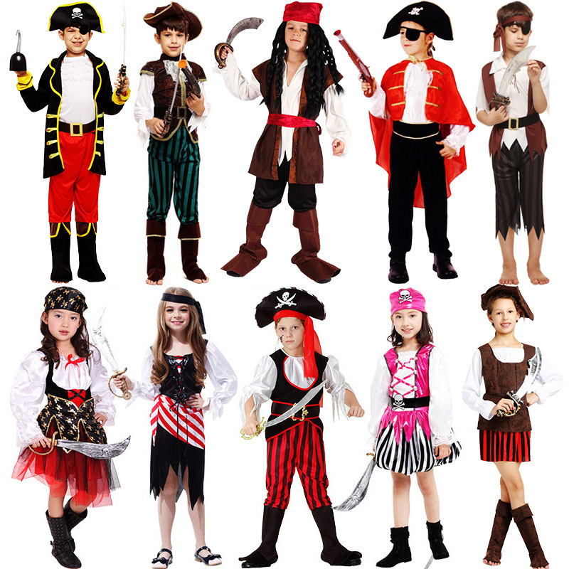 Halloween Kidsren's Costumes Cosplay Pirates of the Caribbean King Role-Playing Prince Clothes Performance Set