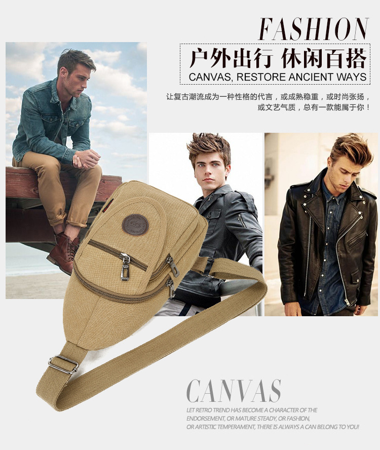 New men's chest bags, Korean-style single-shoulder bags, crossbody bags, men's and women's backpacks, Korean-style casual canvas bags, wholesale from manufacturers undefined