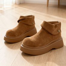 发泡底磨砂牛皮鞋面马丁靴女新款复古洋气短靴厚底休闲百搭靴子女
