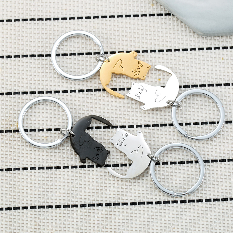 Estilo De Dibujos Animados Lindo Gato Acero Inoxidable 201 Día De San Valentín Unisexo Llaveros display picture 2