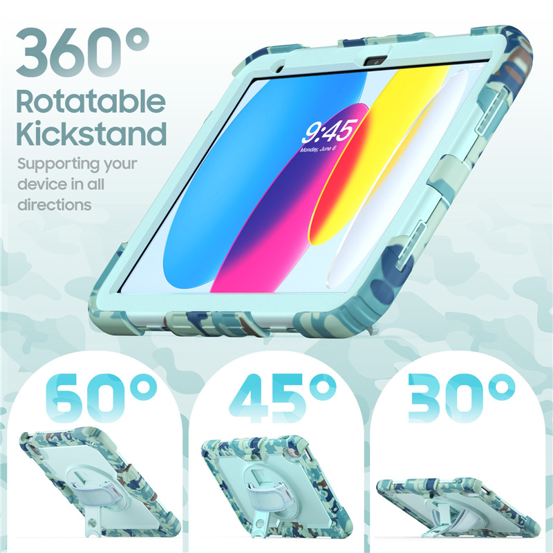 Aplicable para transfronterizos iPad11 Apple camuflado caso de placa protectora 10 o conjunto A16 anti-caída 10.2 pulgadas silicio