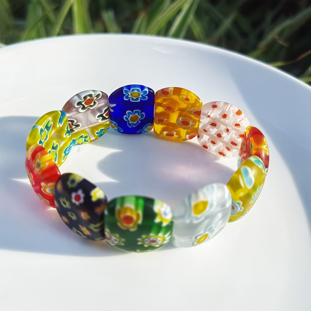 50g Weight Stretch Adjustable Clasp Closure Type Bracelets Classification glass Chain Material Handmade Chain Chain Type 1 Piece Quantity Daily Occasion glass Material Flower Pattern All Seasons Season Women's Gender Simple Style Style Simple Style Flower Glass Handmade Chain Stretch Adjustable Beaded Bracelets Wholesale 23
