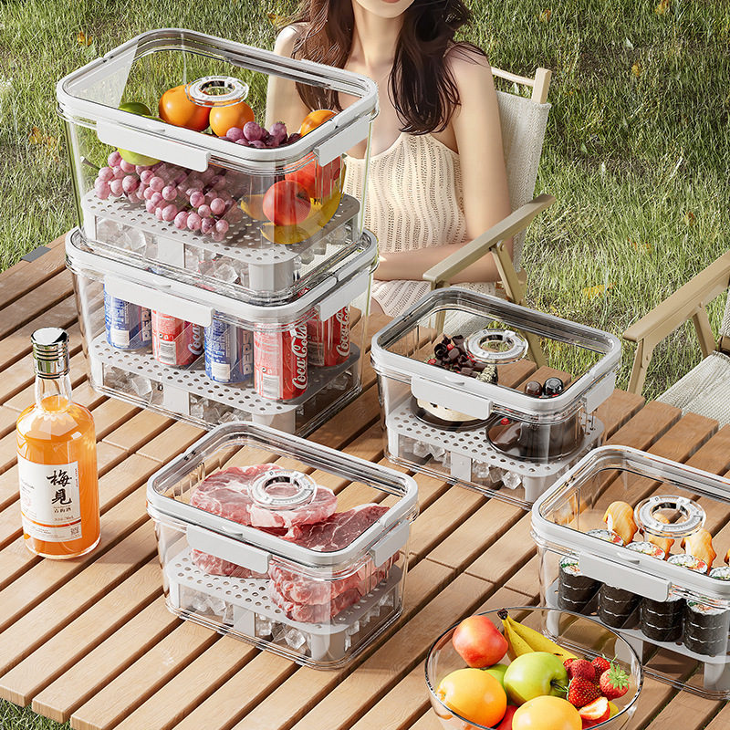 屋外には取っ手付きのピクニックボックスpet透明なテープがあります。|undefined