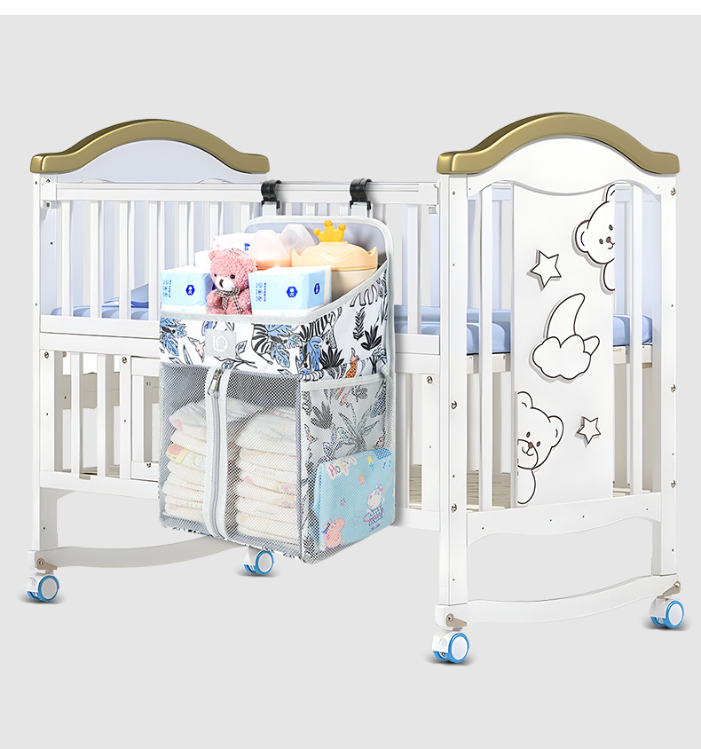Baby bedside storage bag, multi-functional baby products storage hanging bag, large-capacity multi-compartment bed front storage hanging bag undefined