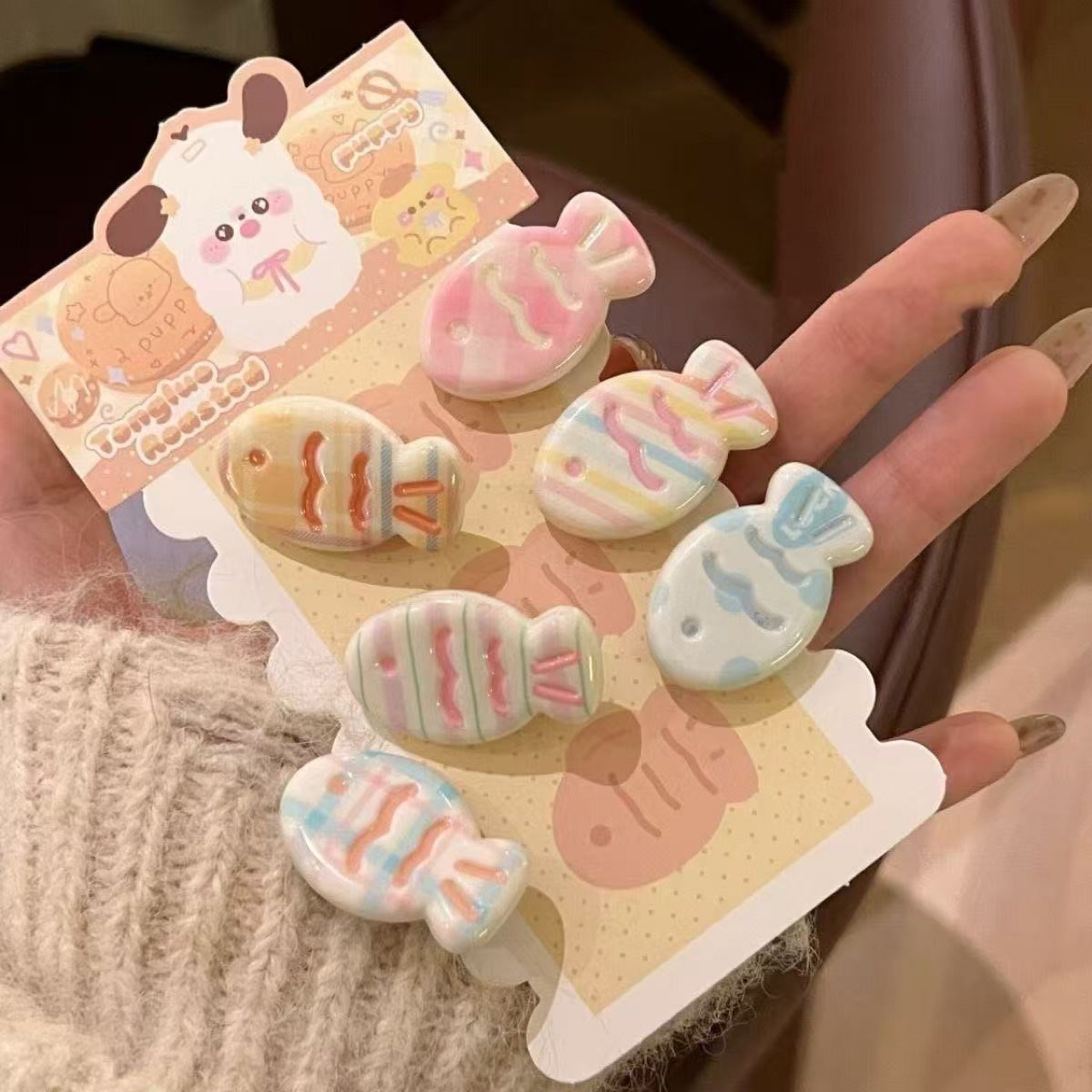 糖果色鲷鱼烧发夹ins甜美少女心树脂配件diy贴片发饰现货秒发
