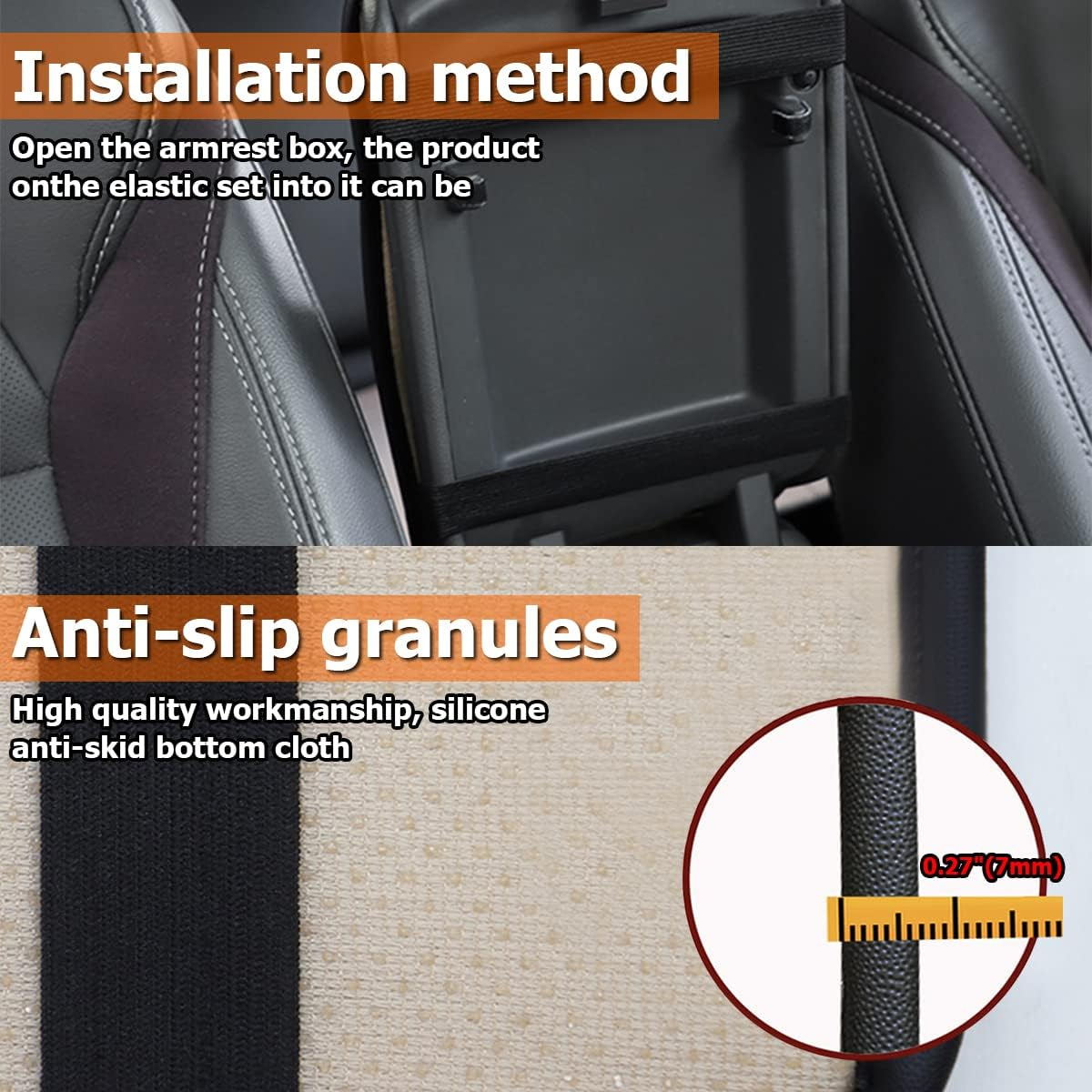 Amazon's new car armrest box, suitable for all seasons, non-slip PU leather diamond-shaped central armrest pad, wholesale