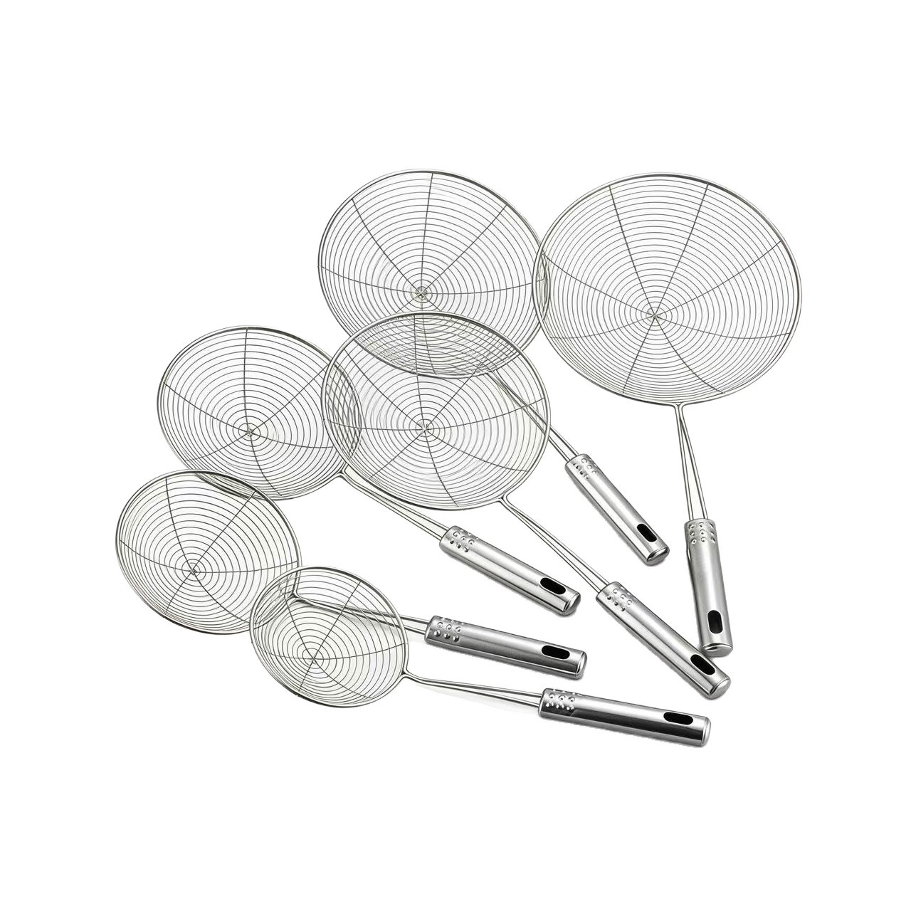 Cuchara de acero inoxidable cuchara de cocina frita cuchara de malla fina cuchara de fideos granja cuchara de filtro cuchara de filtro de malla de bolinillos anticaldado