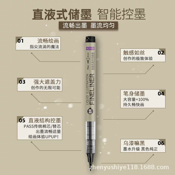 Master Straight Liquid Needle Pen Art Hook Pen Painting Pen Black Hand-painted Pen Stroke Waterproof Quick-drying Pen Animation