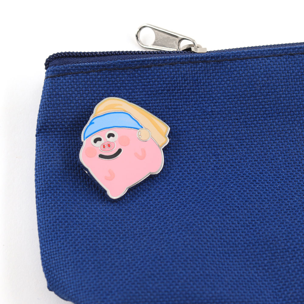 Girl with Pearl Earrings Enamel Badge Cartoon Pig Metal Brooch Cross-Border Hot-Selling Backpack Accessory Wholesale