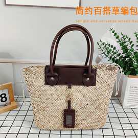 草编包女式新款手工编织手提包玉米皮欧美外贸款一件代发