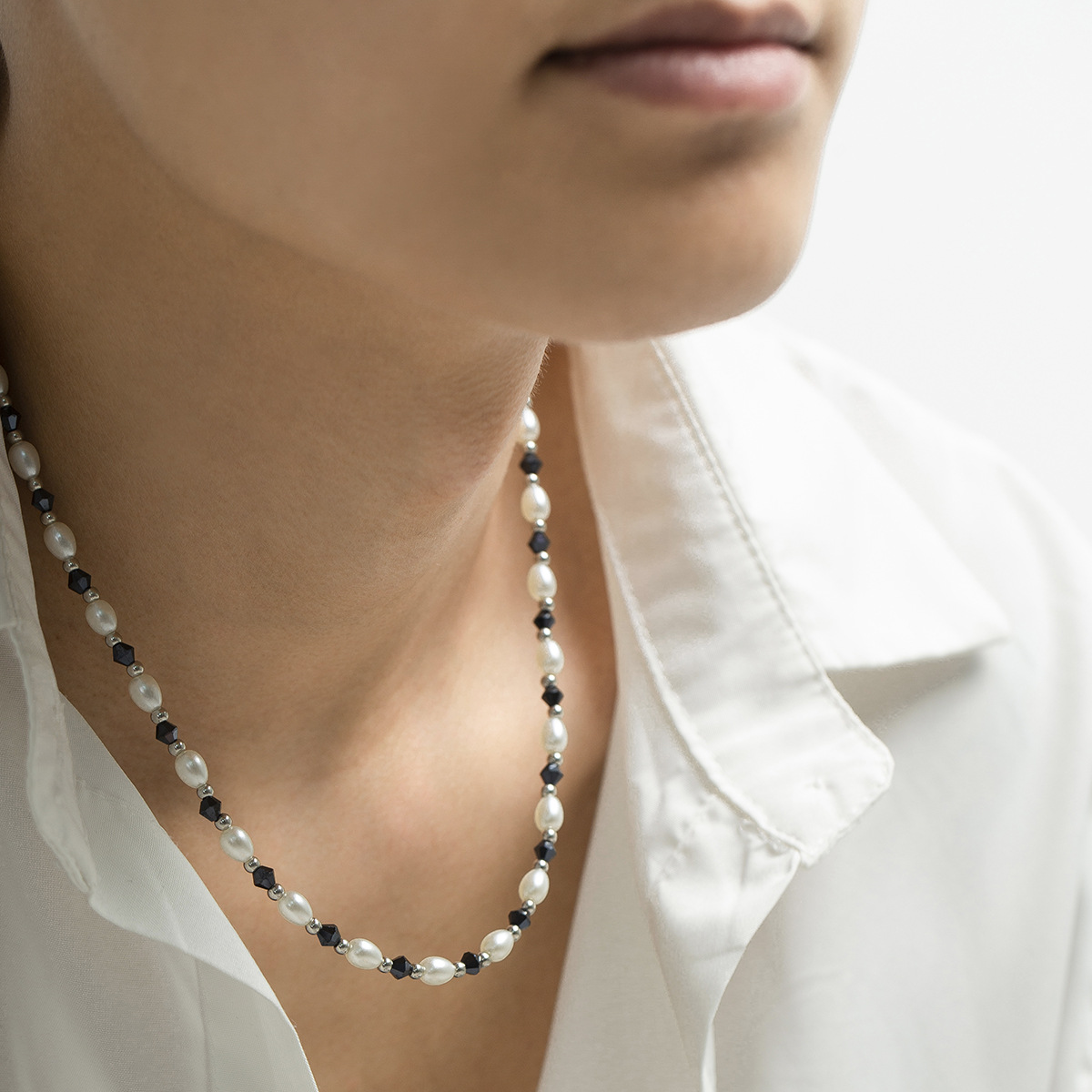 1 Piece Quantity 1 Piece Fashion Color Block Artificial Crystal Imitation Pearl Beaded Men's Necklace