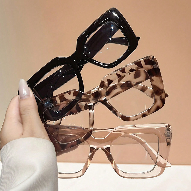 欧美新款大框猫眼时尚平光镜跨境百搭防蓝光女简约眼镜Glasses|undefined