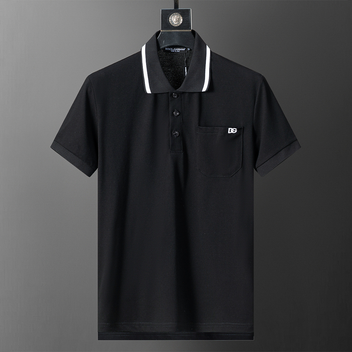 Cross-border versión correcta 26 nuevo polo para hombres color sólido negocios Jacquard casual con solapa de punto manga corta 1