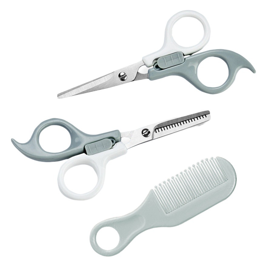 Juego de tijeras de peluquería para bebés, tijeras de peluquería para niños, artefacto de corte de cabello seguro para bebés en el hogar, juego completo de flequillo