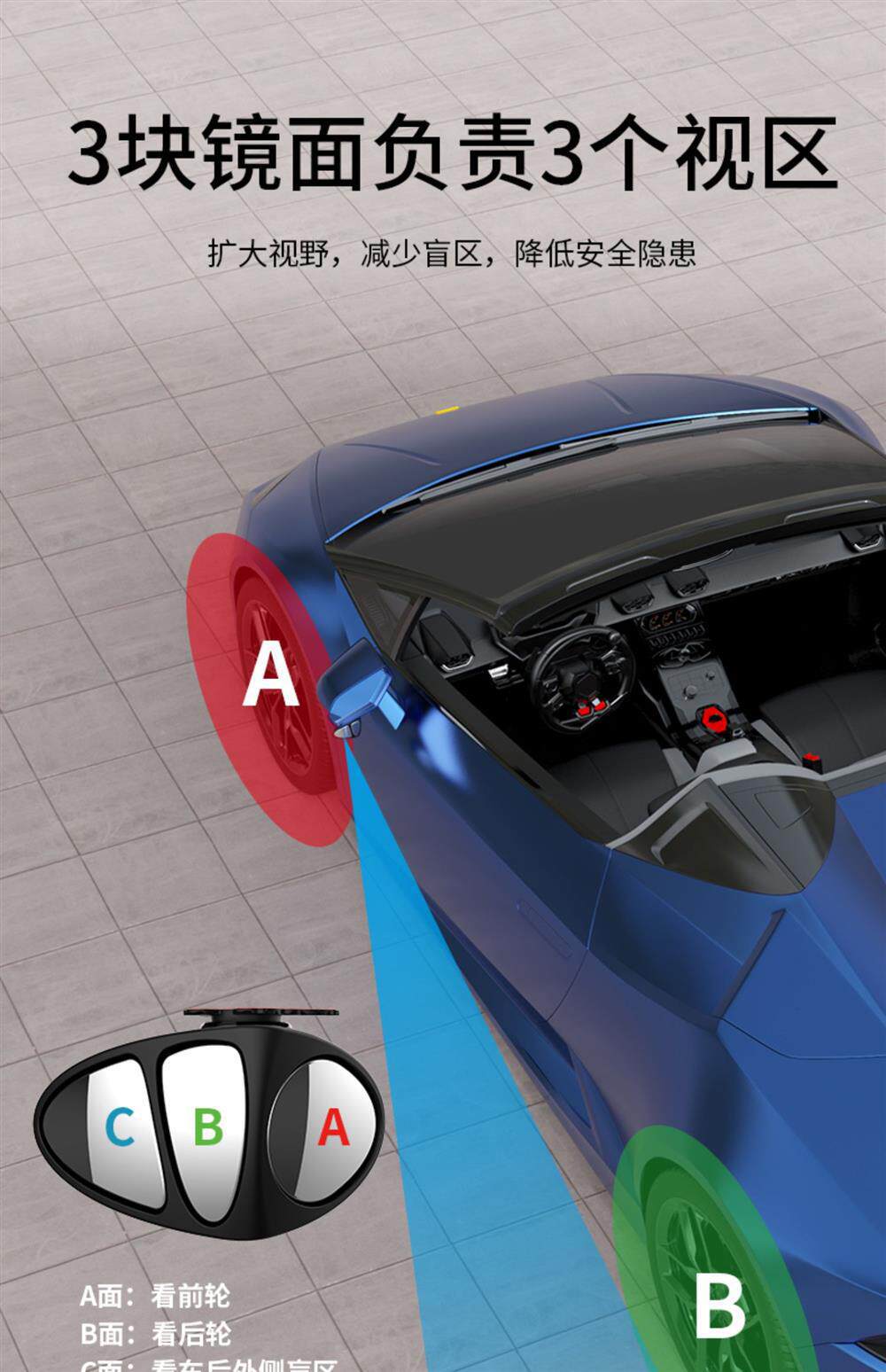 Rearview Mirror Small Round Mirror Car Blind Spot Wide-Angle Reversing Auxiliary Mirror 360-Degree Ultra-Clear Reflector Small Mirror for Car Use