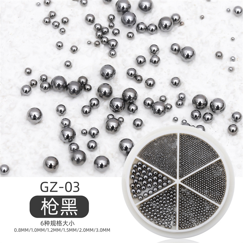 Transfronterizo Manicura nueva joyería de uñas pequeña bola de acero de metal bola de acero 6 rejilla mixta tocadiscos decoración de la joyería al por mayor
