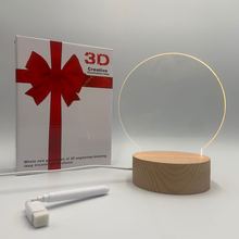 跨境3D小夜灯礼品 榉木LED氛围灯 卧室摆件ins卡通七彩留言板台灯