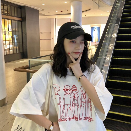 Short-sleeved T-shirt for women, loose Korean style student college style top, fashionable bestie outfit, new summer bottoming shirt for women
