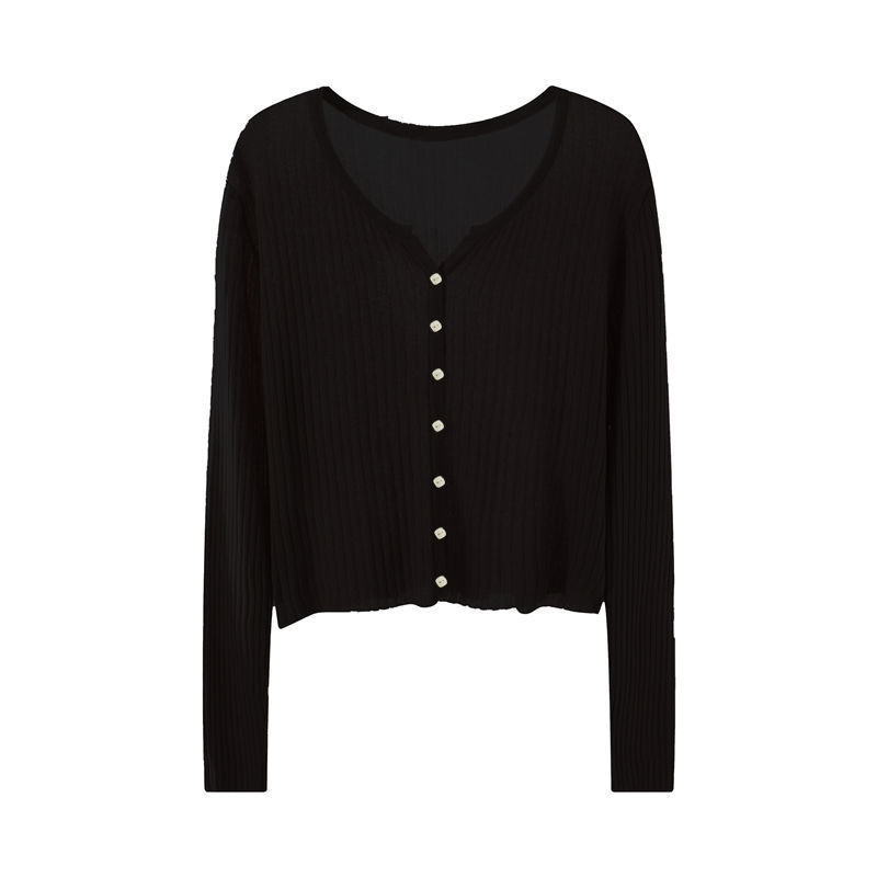 Summer ice silk sunscreen cardigan women's short long sleeve thin outer matching skirt shawl top air conditioning shirt knitted coat