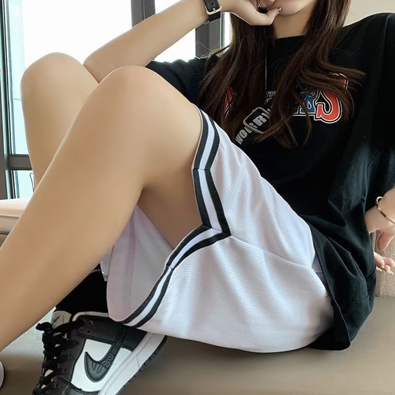 学生透气篮球家居短裤女夏季宽松速干运动休闲直筒五分阔腿训练裤
