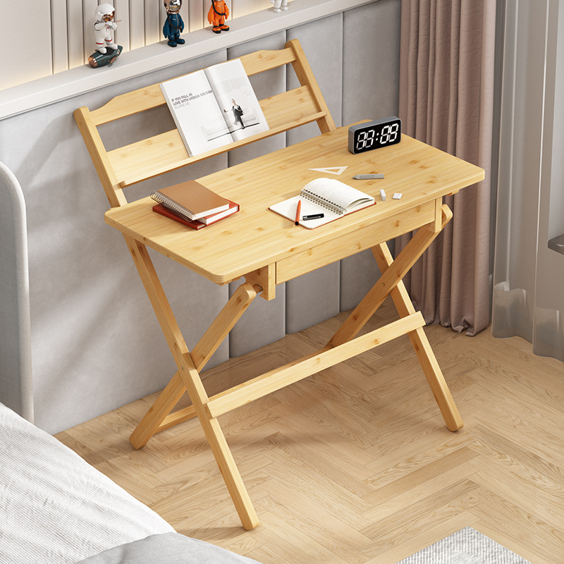 Children's Study Table Folding Desk Liftable Writing Desk and Chair Set Bamboo Solid Wood Primary School Student Homework Desk Class Table