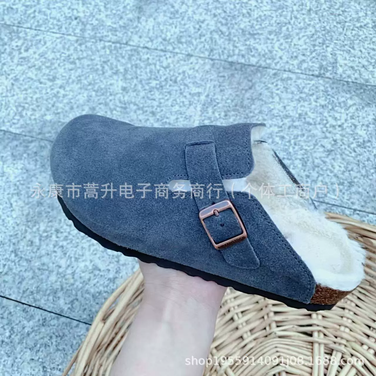 Босоножки Birkenstock плюс бархатная кожа 2025, ретро слипоны «ленивые» с толстой подошвой и закрытым носком, меховые тапочки для женщин как верхняя обувь