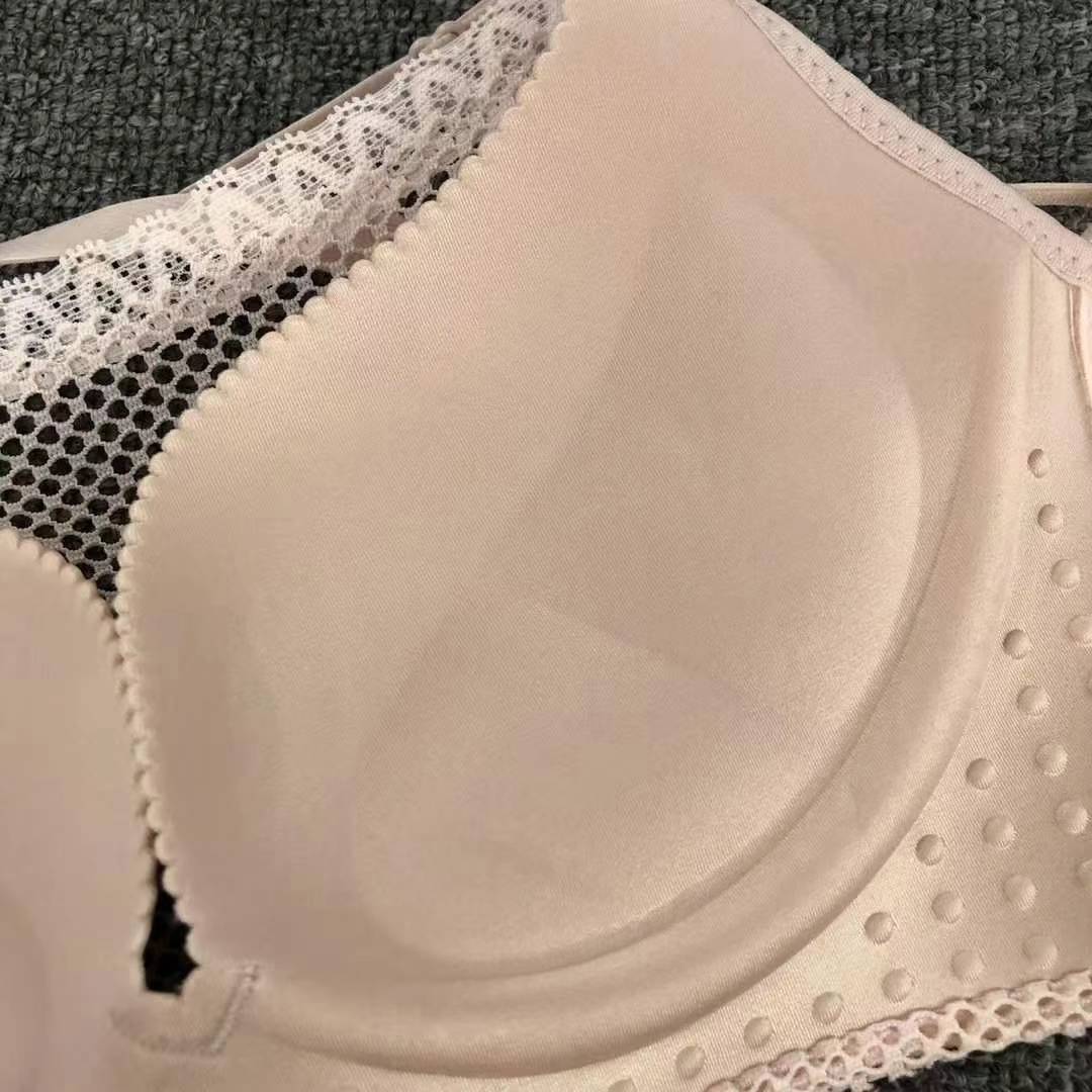 Nuevo sujetador de pecho de moda de encaje jacquard transpirable y cómodo ajuste lateral de pecho de tres filas de botones ropa interior para mujeres