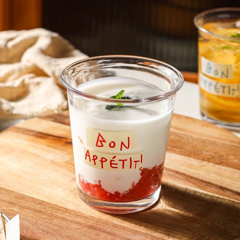 Letter-printed French-style Glass Exquisite Coffee Cup, Ins-style Home Breakfast American-style Cup_voghion.com