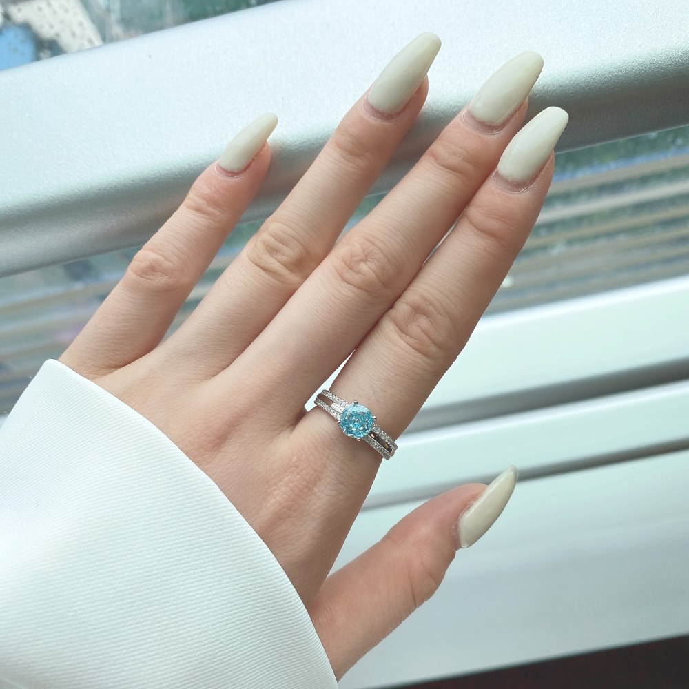 Fashion Round Sterling Silver Plating Zircon Rings