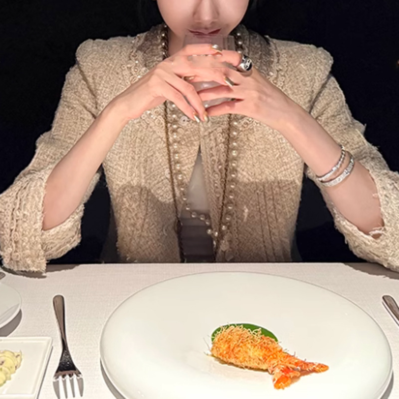 2025新款粗花呢小香风外套女秋季高级感圆领小个子复古短款上衣女|undefined