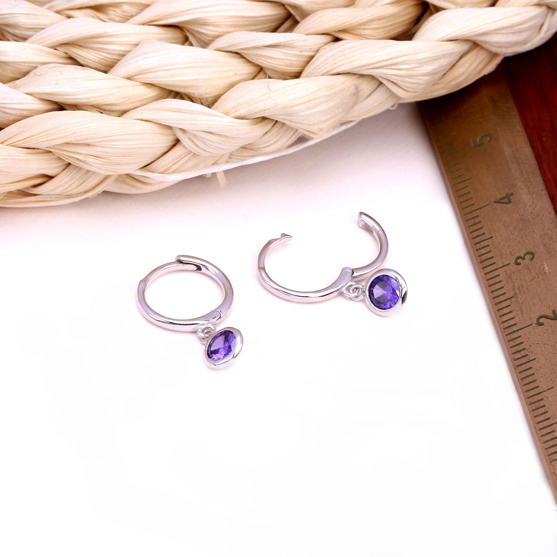9g Weight 0.03µm Gold Plating Thickness 1 Pair 925 Sterling Silver Birthstone Round Drop Earrings