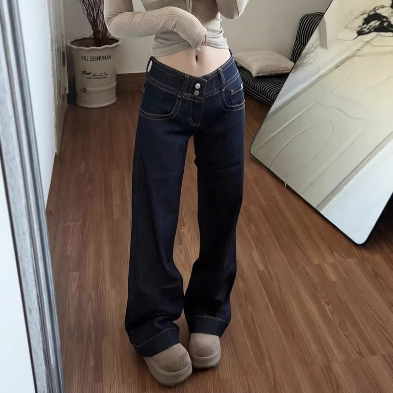 American-Style Loose-Fitting Casual Versatile Low-Waist Flared Jeans for Women 2026 New Niche Slimming Straight Wide-Leg Pants