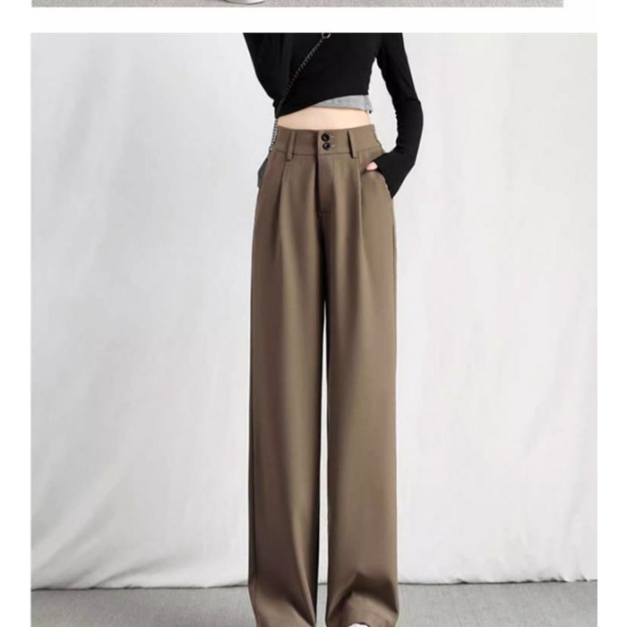 Pantalones de traje de alto nivel de color café para mujeres verano delgado 2026 nuevo cintura alta hielo fresco pantalones de piernas anchas image 7