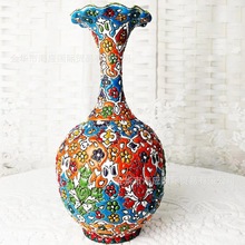 【伊朗波斯陶瓷花口花瓶 YL357】精致古典风装饰用工艺品礼品
