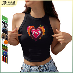 2024夏季新款時尚女式背心燙畫個性字母印花性感小背心修身上衣女