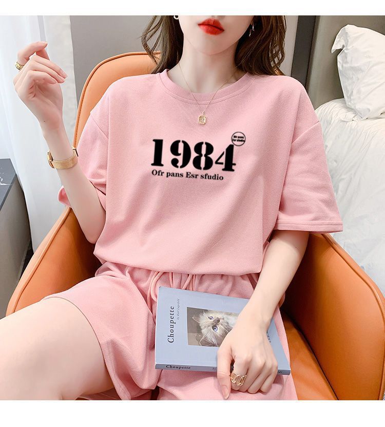Women' Summer 2026 New Fahion Looe Korean Style Hooded Short Sleeve Sweathirt Caual Two-Piece Set With Sport_ecoleips.com