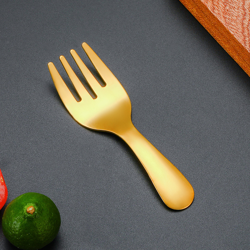 Creativo 304 cuchara de bebé de acero inoxidable mango corto tenedor cuchara traje de postre dorado cuchara tenedor helado cuchara niños vajilla
