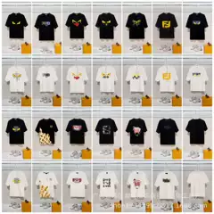 Cross border 26ss high-quality correct version Fenjia summer hot item double F classic round neck short sleeved T-shirt for both men and women