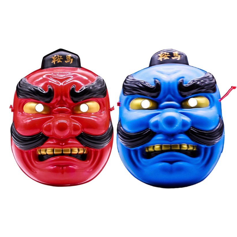 天狗日系能劇マスク牛魔王赤面鬼顔悪魔加硫鞍馬牛角封印赤般若マスク