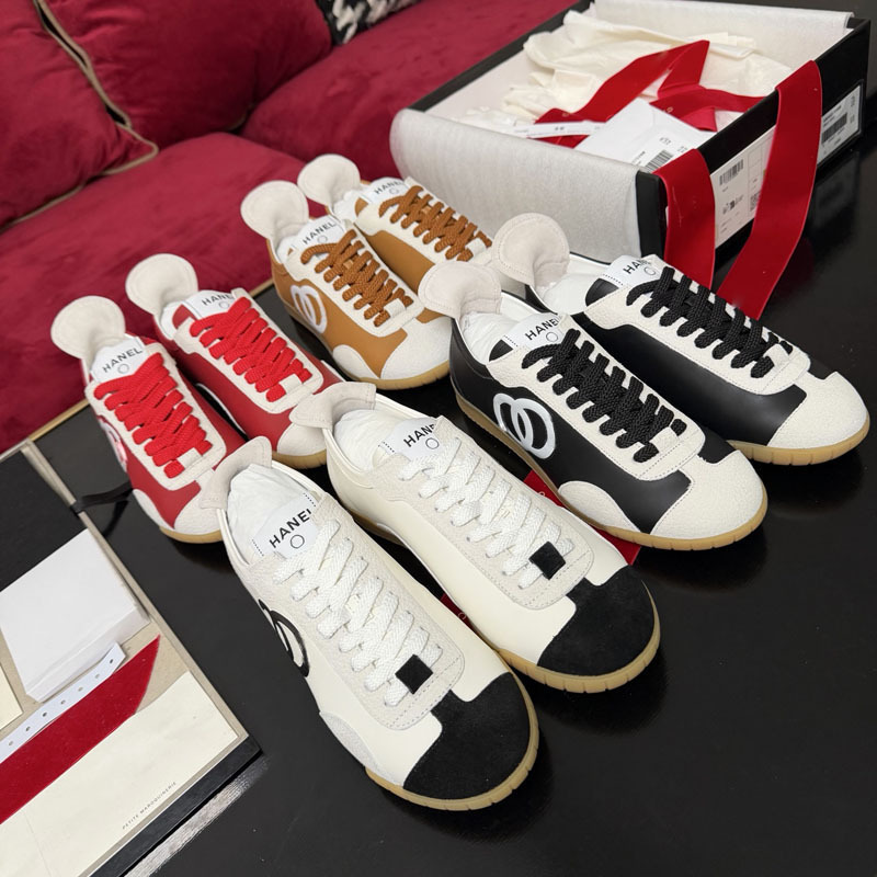 2026 New Style Chanel-Inspired Genuine Leather Casual Sneakers, Comfortable and Versatile German Training White Shoes for Women, A-Gan Shoes