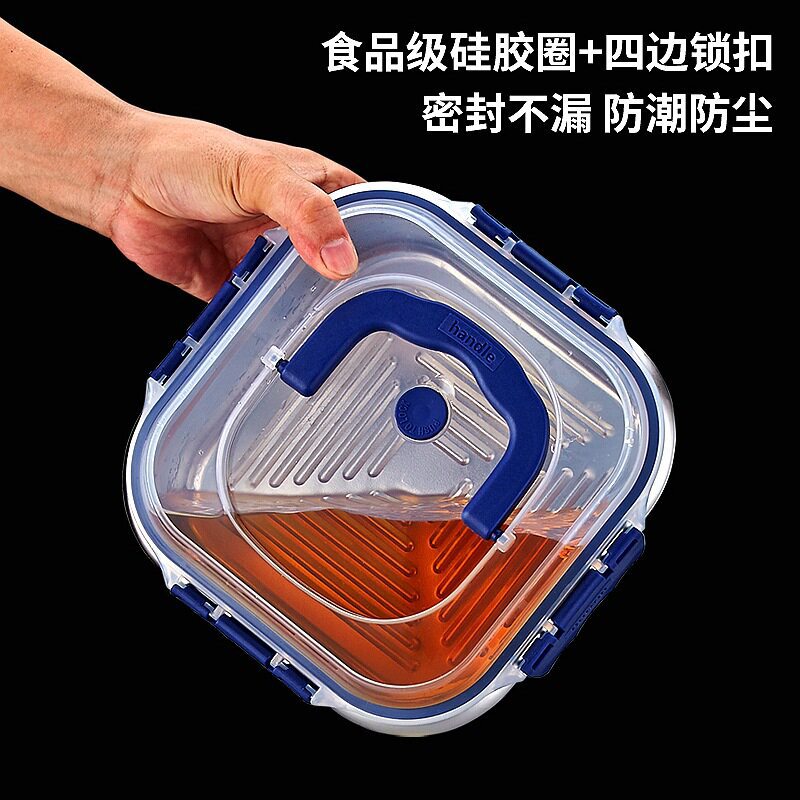 Caja de almacenamiento de acero inoxidable gruesa 316 sellado de grado alimenticio con cubierta caja de bento caja de almacenamiento de refrigerador portátil de gran capacidad