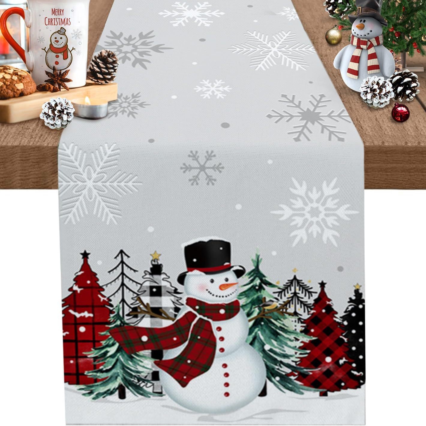 Amazon nueva bandera de mesa de Santa Claus blanca mesa de té de Navidad sala de estar dormitorio mesa de decoración de fondo